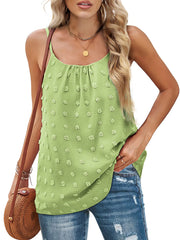 Tops Round Neck Pompom Sleeveless Tank Top