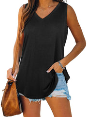 Deep V Neck Loose Fit Flowy Tank Top