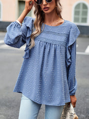Loose Casual Comfortable Commuting Long Round Neck Blouse