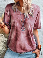 Fashion Tie-dyed V neck Short sleeve T-Shirts