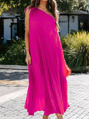 One Shoulder Temperament Commuting Irregular Midi Dress