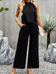 Grecian Neck Sleeveless Pocketed Set