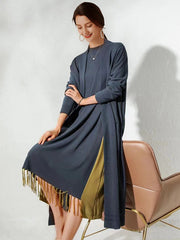Round Neck Knit Loose Temperament Midi Dress