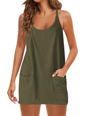 Spaghetti Strap Sundress Athletic V Neck Mini Dress