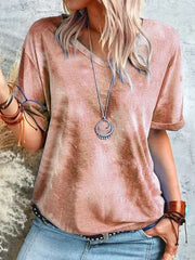 Fashion Tie-dyed V neck Short sleeve T-Shirts