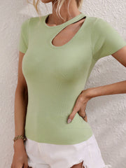 Solid Color Loose Pleated Stitching T-Shirt