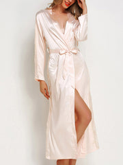 Tie Loose Sexy Solid Color Long Pajama