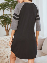 Colorful Cotton Splicing Contrasting Stripe Round Neck Pajama