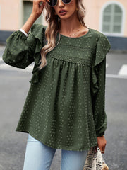 Loose Casual Comfortable Commuting Long Round Neck Blouse