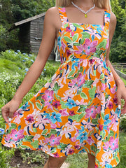 Fashion Backless Printed Sleeveless Mini Dress