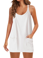 Spaghetti Strap Sundress Athletic V Neck Mini Dress