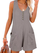 Splicing Sleeveless Loose Casual Button Jumpsuit