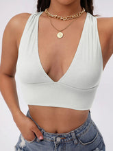 Slim Backless Solid Color All-Match V-Neck Tank Top - Bare