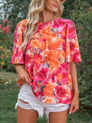 Fashion Casual Floral Print Loose Short Sleeve T-Shirt