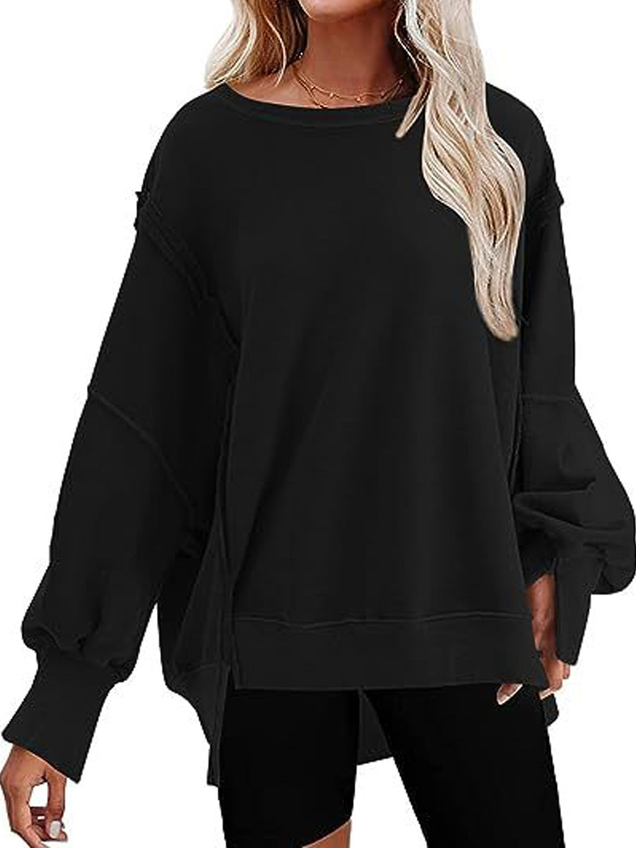 Oversized Crewneck Pullover Workout Long Sleeve Hoodie