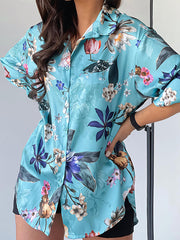 Fashion Lapel Printed Long Sleeve Blouse