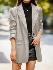 Collar Leather Tempting Stylish For Commuting Jacket - Raglan - Barcelet - Jewel - Halter - Closed