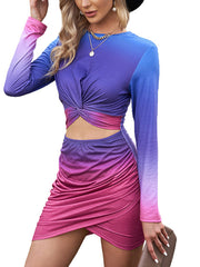 Twist Cut Out Slim Fitted Sparkle Long Sleeve T-Shirt