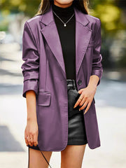 Collar Leather Tempting Stylish For Commuting Jacket - Raglan - Barcelet - Jewel - Halter - Closed