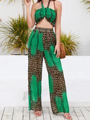 Casual And Trendy Slim Halter Print Set