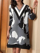 Print Pleated Casual Loose Slim Temperament Commuter Mini Dress