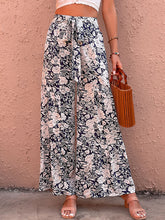 Lace Up Printed High Waist Loose Pants