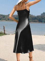 Sexy Solid Color V Neck Elegant And Tempting Midi Dress