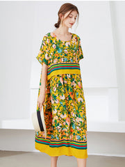 Size Curve Dresses Printed Temperament Slim Midi Dress