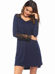 Lace Stitching Comfortable Long Sleeve Pajama