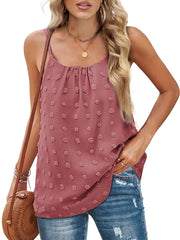 Tops Round Neck Pompom Sleeveless Tank Top