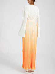 Pleated High Waist Commuting Temperament Maxi Dress