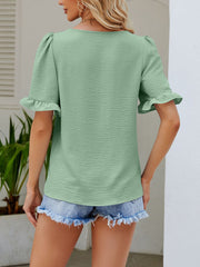 Square Neck Babydoll Ruffled Sleeve T Shirt