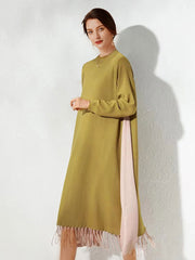 Round Neck Knit Loose Temperament Midi Dress