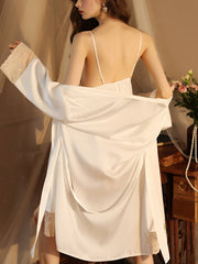 Sexy Lace Tie Long Sleeve Pajama