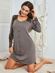 Lace Stitching Comfortable Long Sleeve Pajama