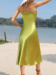 Sexy Solid Color V Neck Elegant And Tempting Midi Dress