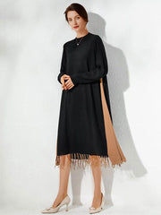 Round Neck Knit Loose Temperament Midi Dress