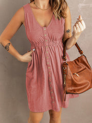 Sexy Pure Color Strapless Waist Sleeveless Mini Dress