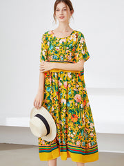 Size Curve Dresses Printed Temperament Slim Midi Dress