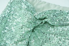 SEQUIN TWO PIECES SUIT IN GREEN