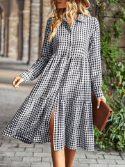 Elegant Casual Commuter Striped V Neck Midi Dress