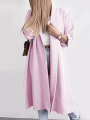 Casual Loose Solid Color Three Quarter Sleeve Long Coat