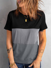Color Matching Loose Versatile Round Neck T-Shirt