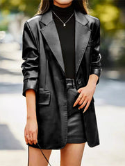 Collar Leather Tempting Stylish For Commuting Jacket - Raglan - Barcelet - Jewel - Halter - Closed