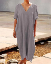 Short Sleeve Work Plain Maxi Dresses