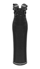 SEQUIN APPLIQUÉD MAXI DRESS IN BLACK