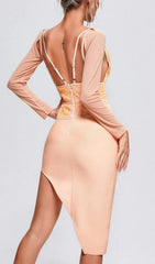 SEQUIN IRREGULAR MIDI DRESS IN PINK