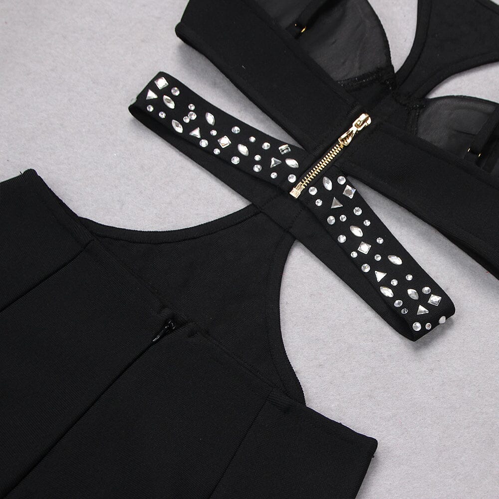 SEQUIN SLEEVELESS CUT OUT JUMPSUIT IN BLACK