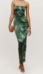 SPAGHETTI STRAP SLEEVELESS MAXI DRESS IN GREEN