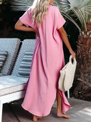 Solid Single-Breasted Long Outer Maxi Dresses